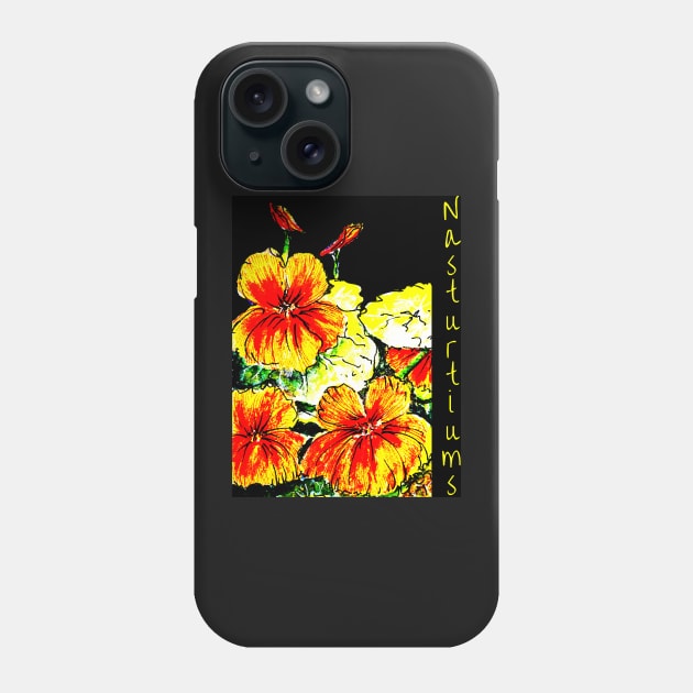 Nasturtiums on Black no Happy Birthday Phone Case by Heatherian