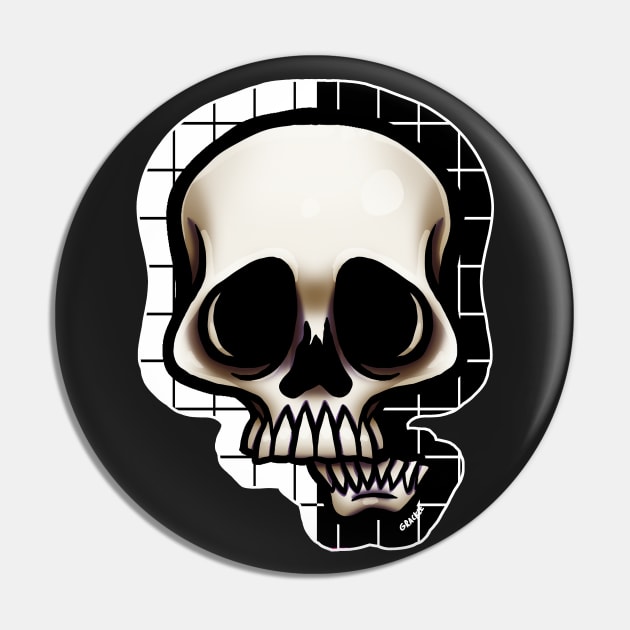 Split Grid Skull Pin by Jan Grackle