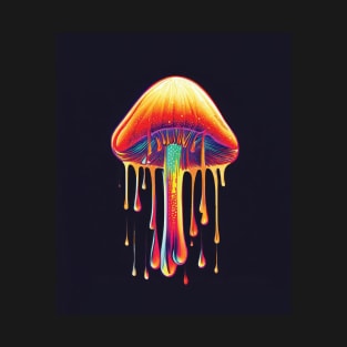 Magic Mushroom with Colorful Magical Light Dropping T-Shirt