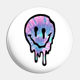 Tye Dye Drippy Smiley Face Pin