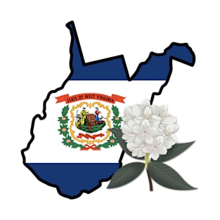 State of West Virginia Flag with State Flower Rhododendron T-Shirt