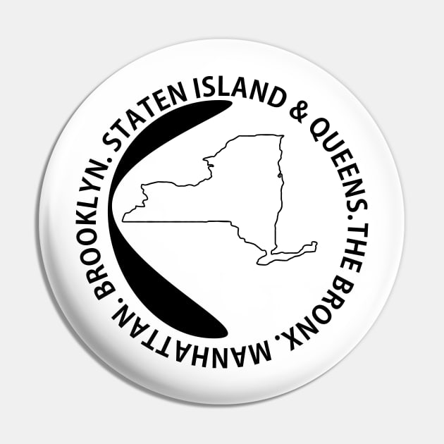 New York - 5 boroughs of New York City Pin by Toozidi T Shirts