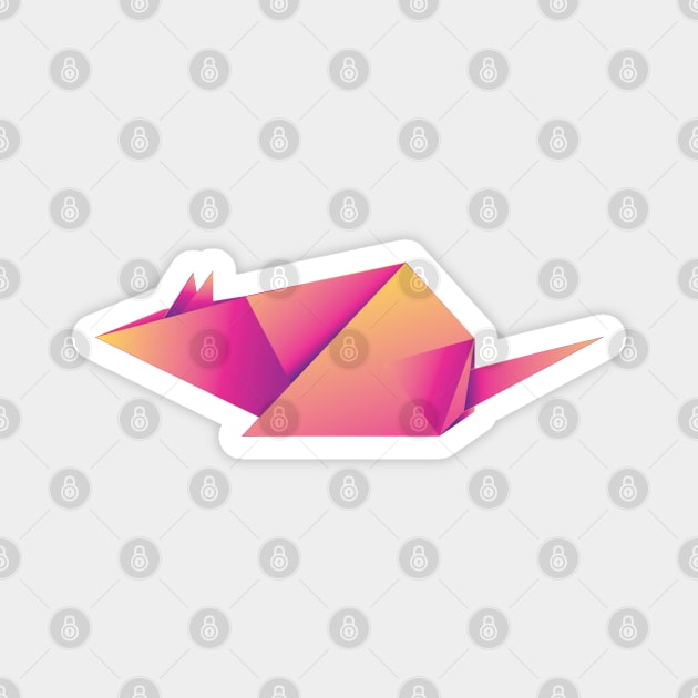 Neon pink origami mouse Magnet by AnnArtshock