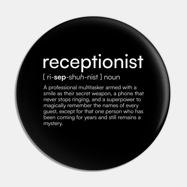 Receptionist Definition Pin by Merchgard