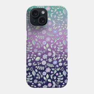 Ombre Nature Doodle Pattern in Navy & Purple Phone Case