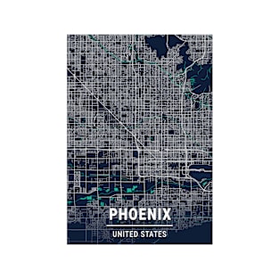 Phoenix Blue Dark Color City Map T-Shirt