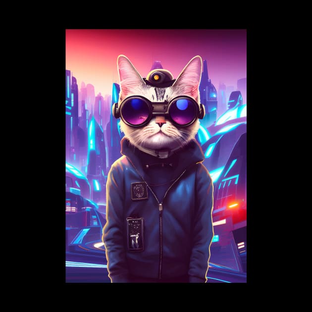 Cool Japanese Techno Cat In Future World Japan Neon City by star trek fanart and more