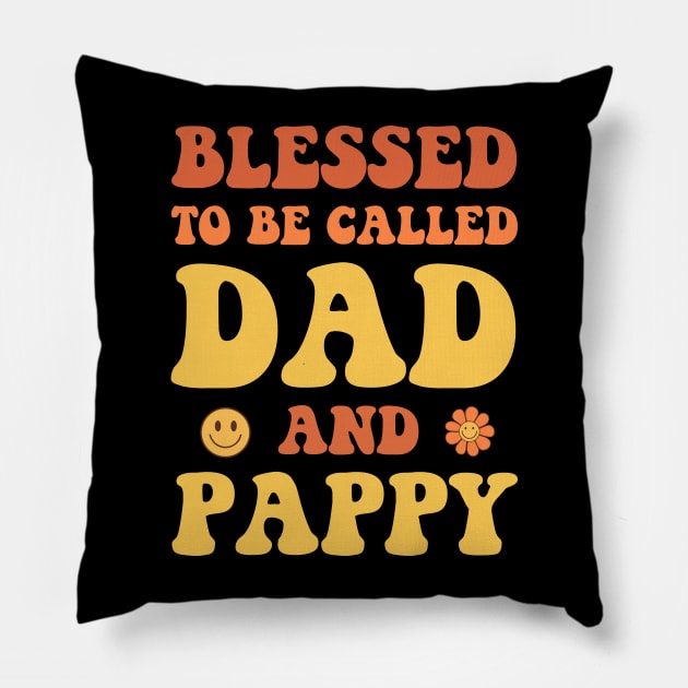 Blessed To Be Called Fathers Day Gift Funny Vintage Groovy Hippie Face Pillow by zyononzy