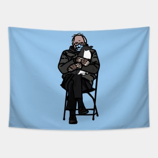 Bernie Sanders Mittens Holding a Penguin Tapestry