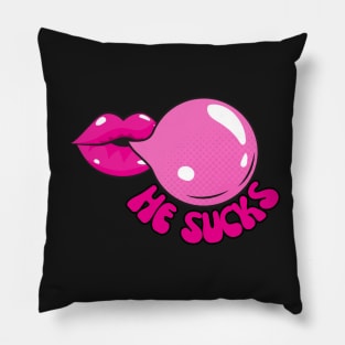 He sucks pink pop art Pillow