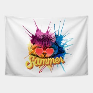 colourful summer cat Tapestry