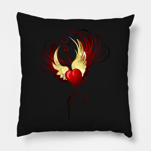 Heart with foil wings Pillow by Blackmoon9