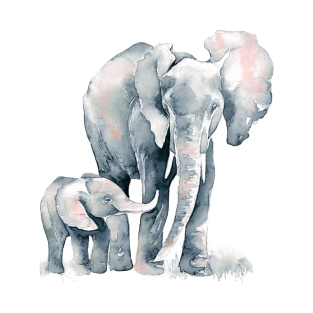 Beautiful Elephant Walk Parent Child Love by Wishtopia