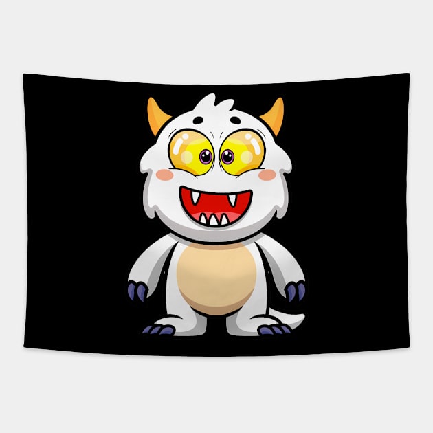 Baby Monster White Happy Tapestry by Baby Monster CO