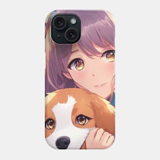 Anime Girl with a cute Dog #008 Phone Case