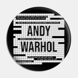 Andy Warhol Typographic Design Pin