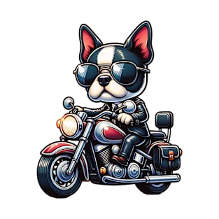 Boston Terrier Riding A Motorcycle T-Shirt