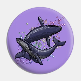 Humpback Whales and Bubbles Pin