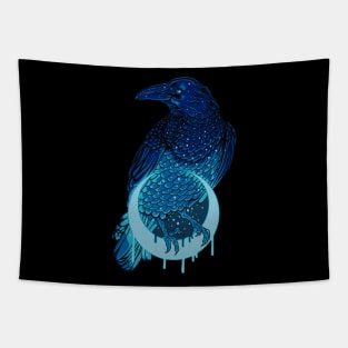 Raven On Neon Moon Tapestry