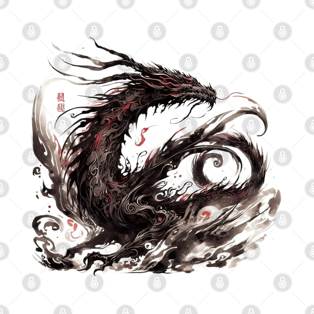 Japanese dragon painted in ink by T-Shirt Paradise