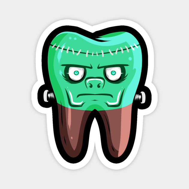 Frankenstein Tooth For Dentist On Halloween Magnet by SinBle