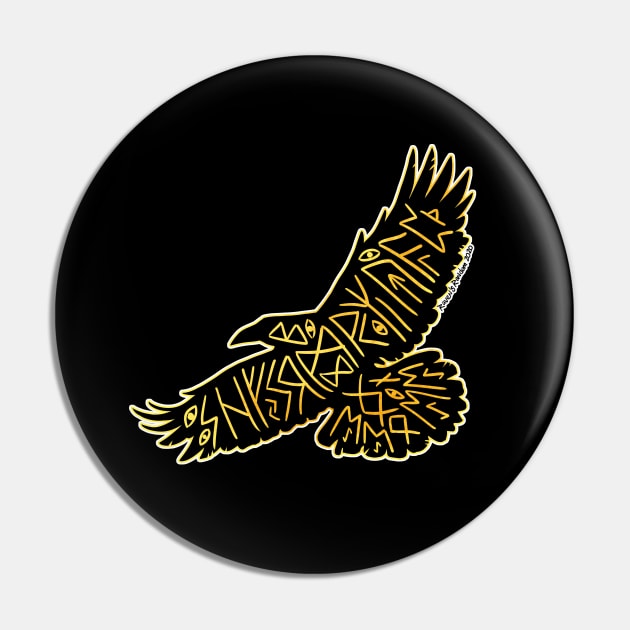 Runic Raven Pin by Raven's Random