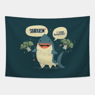 SHARKASM, I love Broccoli, vegan Tapestry