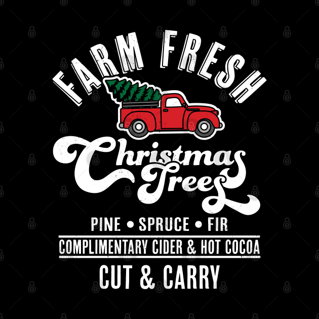 Farm Fresh Christmas Trees - Red Truck Christmas Tree Xmas by OrangeMonkeyArt