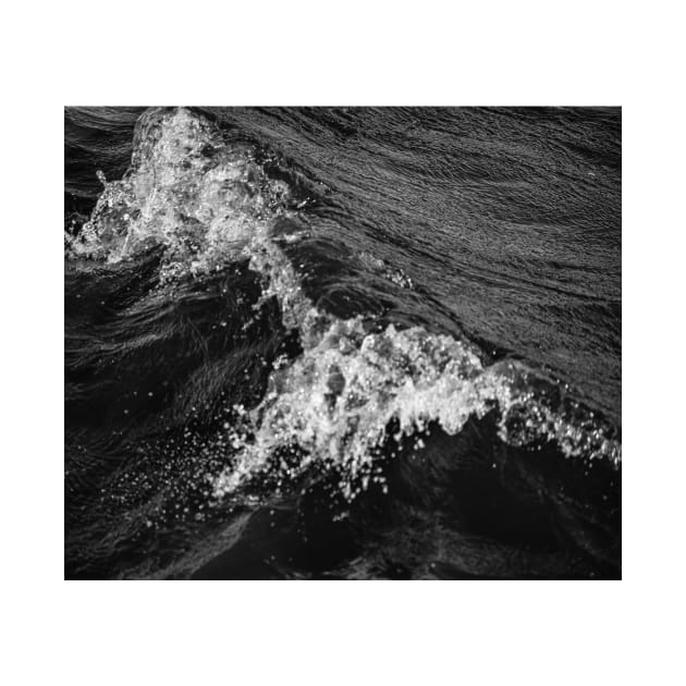 Wave ridge on the undulating water of the lake - black and white by Hujer