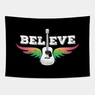 Believe Colorful Guitar Wings Dreadnought Style Acoustic Guitar Tapestry