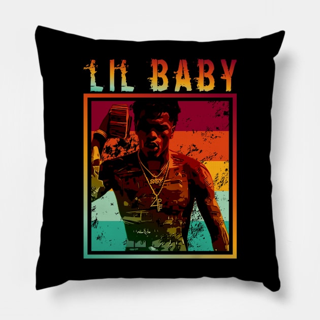 Lil baby || Retro poster || Rapper Pillow by Aloenalone