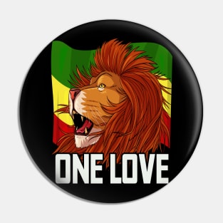 One Love Rasta Lion Jamaican Reggae Rasta Colors Pin