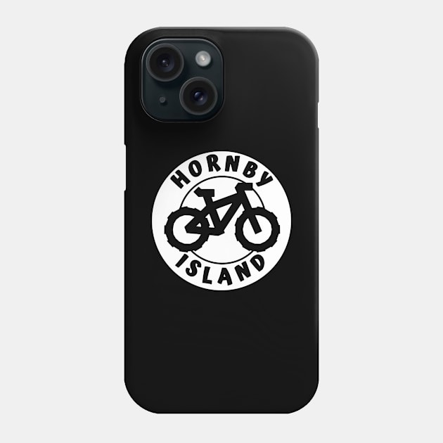 Hornby Island Mountain Bike Round - Black and White MTB Bicycle Circle - Hornby Island Biking Phone Case by City of Islands