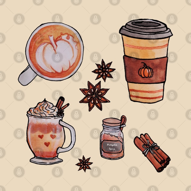 Watercolor Pumpkin Spice and Everything Nice Set by Jessfm