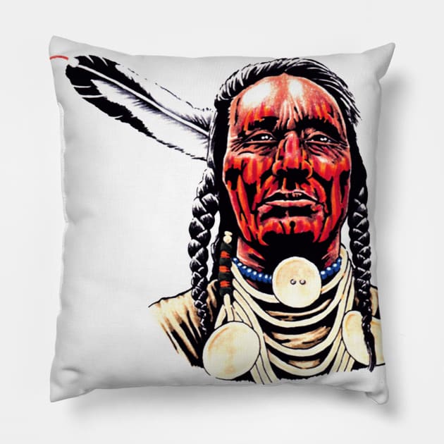 red indian man with feather Pillow by A1designs