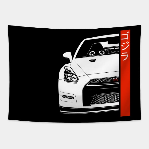 R35 GTR Skyline Godzilla JDM Tuning Car Tapestry by Automotive Apparel & Accessoires