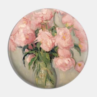 Pink Peonies Flower Still Life Pin