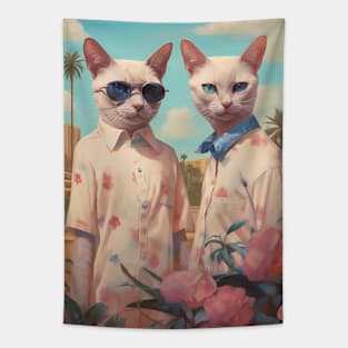 Retro Futuristic Cats Tapestry