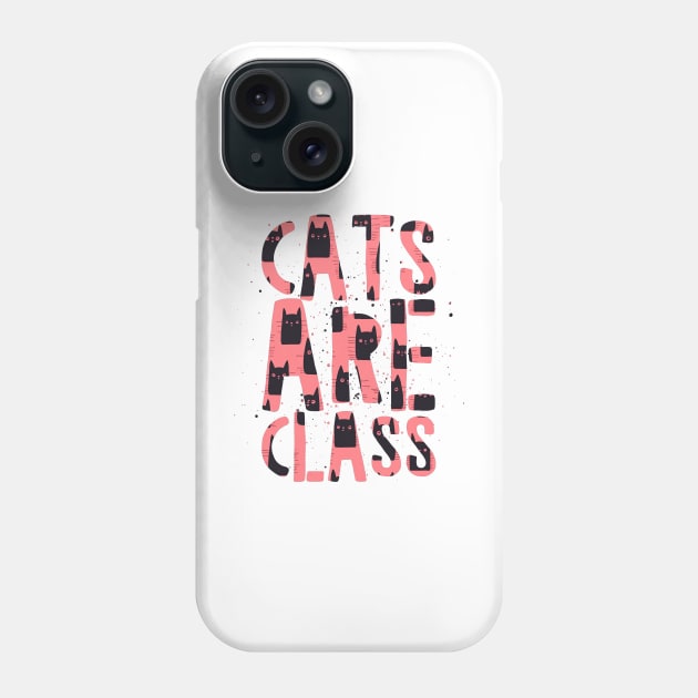 Modern cat art, cool typographic cats are class Phone Case by DustedDesigns