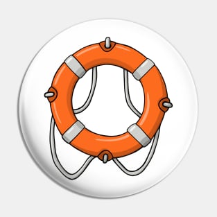 red lifebuoy with a rope, marine lifebuoy Pin