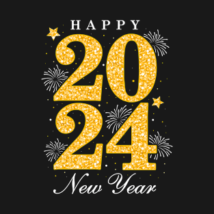 Happy New Year 2024 Eve Party Fireworks Funny Hello 2024 T-Shirt