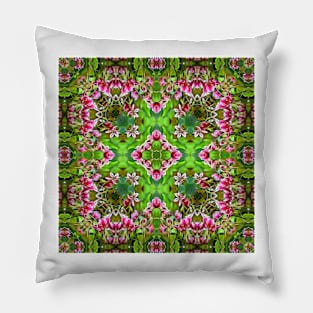 Burgundy and Green Stargazer Lily Abstract Pattern Pillow