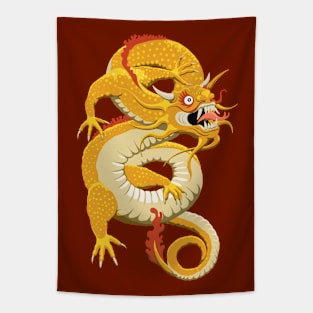 Yellow Chinese Dragon Tapestry