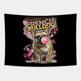 French bulldog lovers, sweet frenchie with pink bubblegum Tapestry