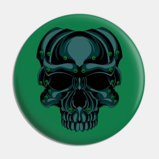 green iron skull Pin