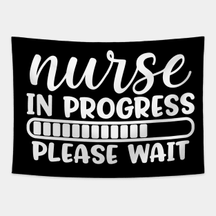 Nurse in progress please wait - funny joke/pun (white) Tapestry