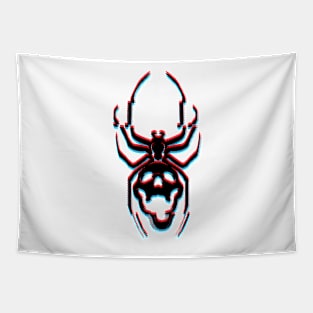 Skull Spider Cyber Glitch Tapestry