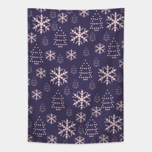 Happy New Year Holiday Vibes Snowflakes Tree Pattern Tapestry