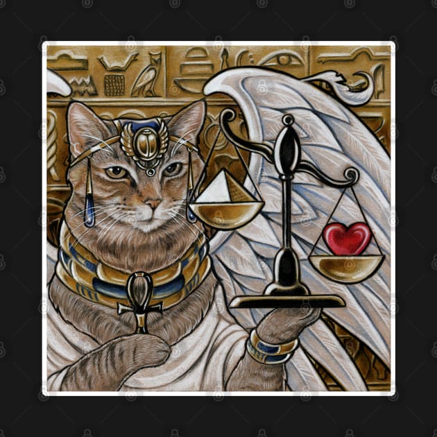 Egyptian Cat with Scale - White Outlined Version by Nat Ewert Art