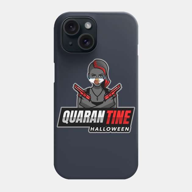 Quarantine Halloween (masked lady with 2 guns) Phone Case by PersianFMts